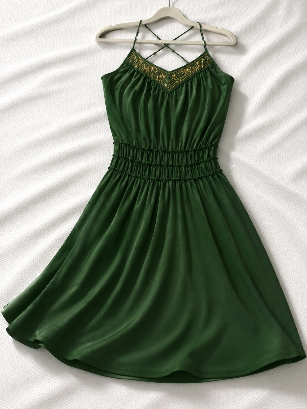 Ted Baker Green Mini Dress with Gold Embellishment